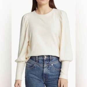 Madewell Brushed Puff-Sleeve Top Antique Cream Women’s XL Long Sleeve Sweater